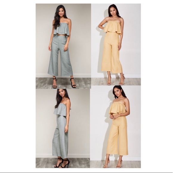 MayMay’s Two Piece Sage Crop Top & Culottes  Set - Picture 5 of 8